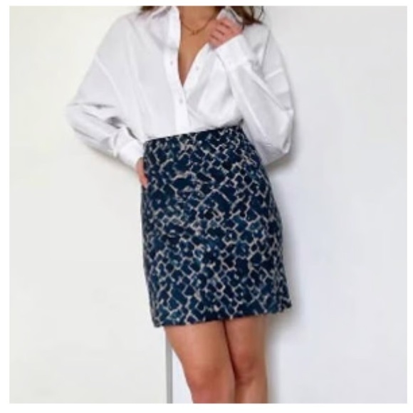 Aritzia Babaton Azure Blue And Cream Mini Slip Lined Skirt Size 0 Nwt